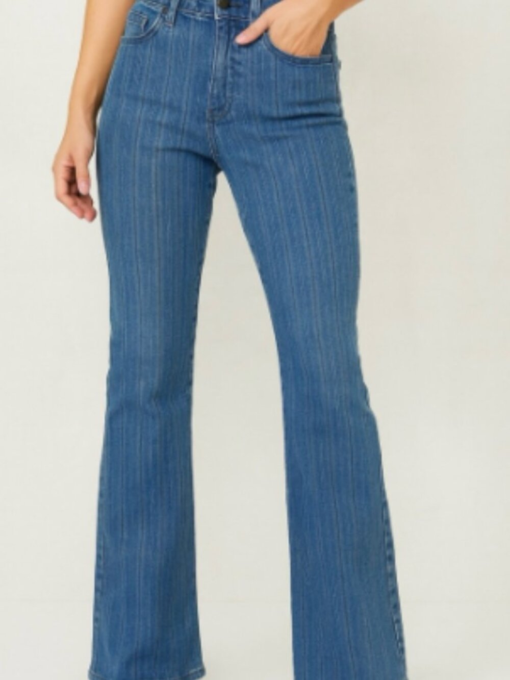 VTG Y2K Gasoline Vertical Striped Textured Jeans Raw Hem size10; inseam29
